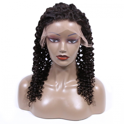 Top Quality Deep Wave 100% Virgin Human Hair Front Lace Wig