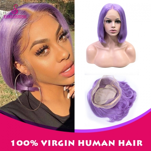 Full Lace Purple Bob Wig 100% Virgin Human Hair For Black Woman