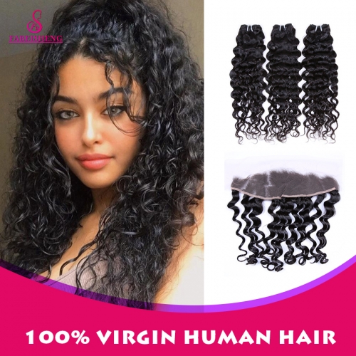 100% Vingin Human Hair Italian Wave 3 Bundles With Frontal