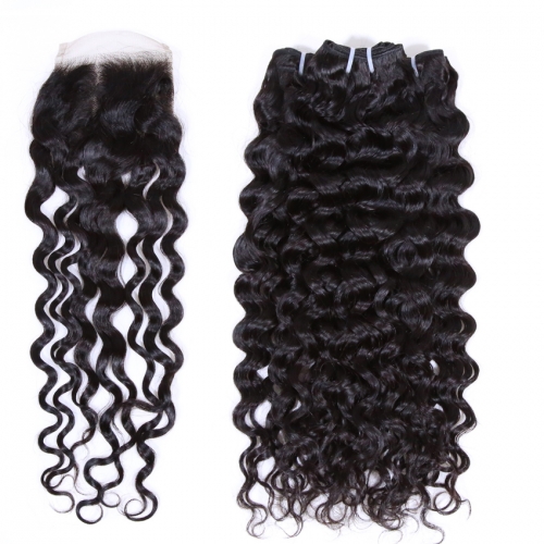 100% Vingin Human Hair Italian Wave 3 Bundles with Closure