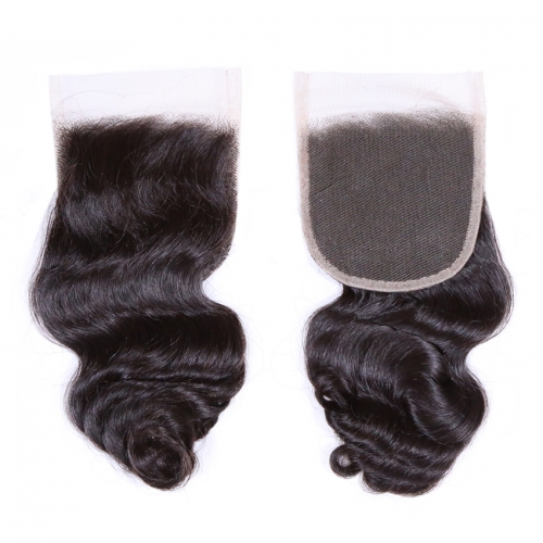 100% Virgin Human Hair 4 x 4  Loose Curly Closure